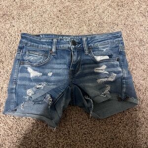 American Eagle Outfitters Blue Ripped jean shorts